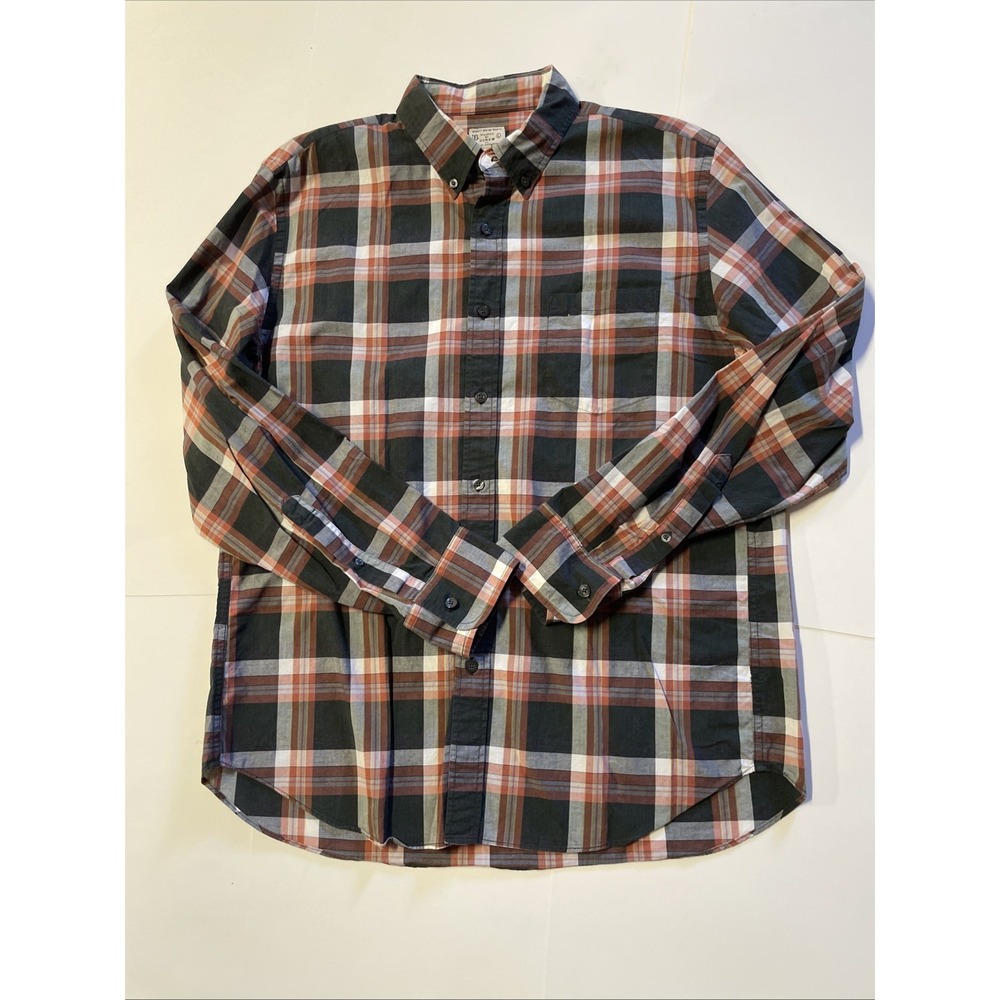 Tailored By J Crew Men's Size Large Multicolored Plaid Button Down Cotton Shirt